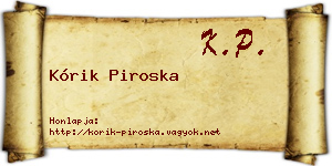 Kórik Piroska névjegykártya
