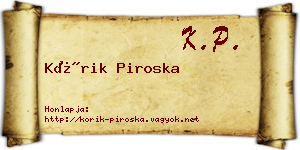 Kórik Piroska névjegykártya